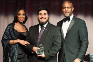 Luis Barrera with Mrs. Lane and Chancellor Lane