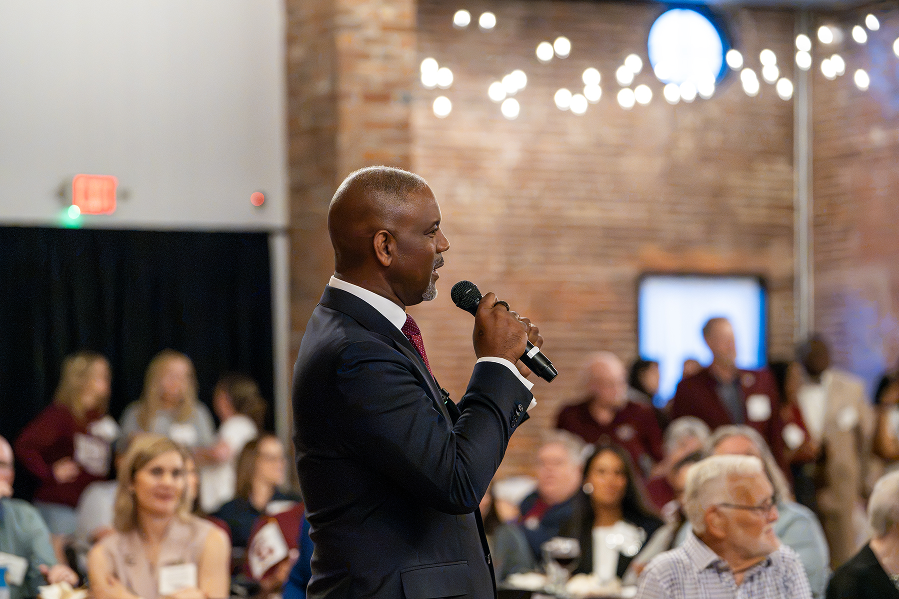 SIU Chancellor Austin A. Lane addresses the crowd at Champaign.