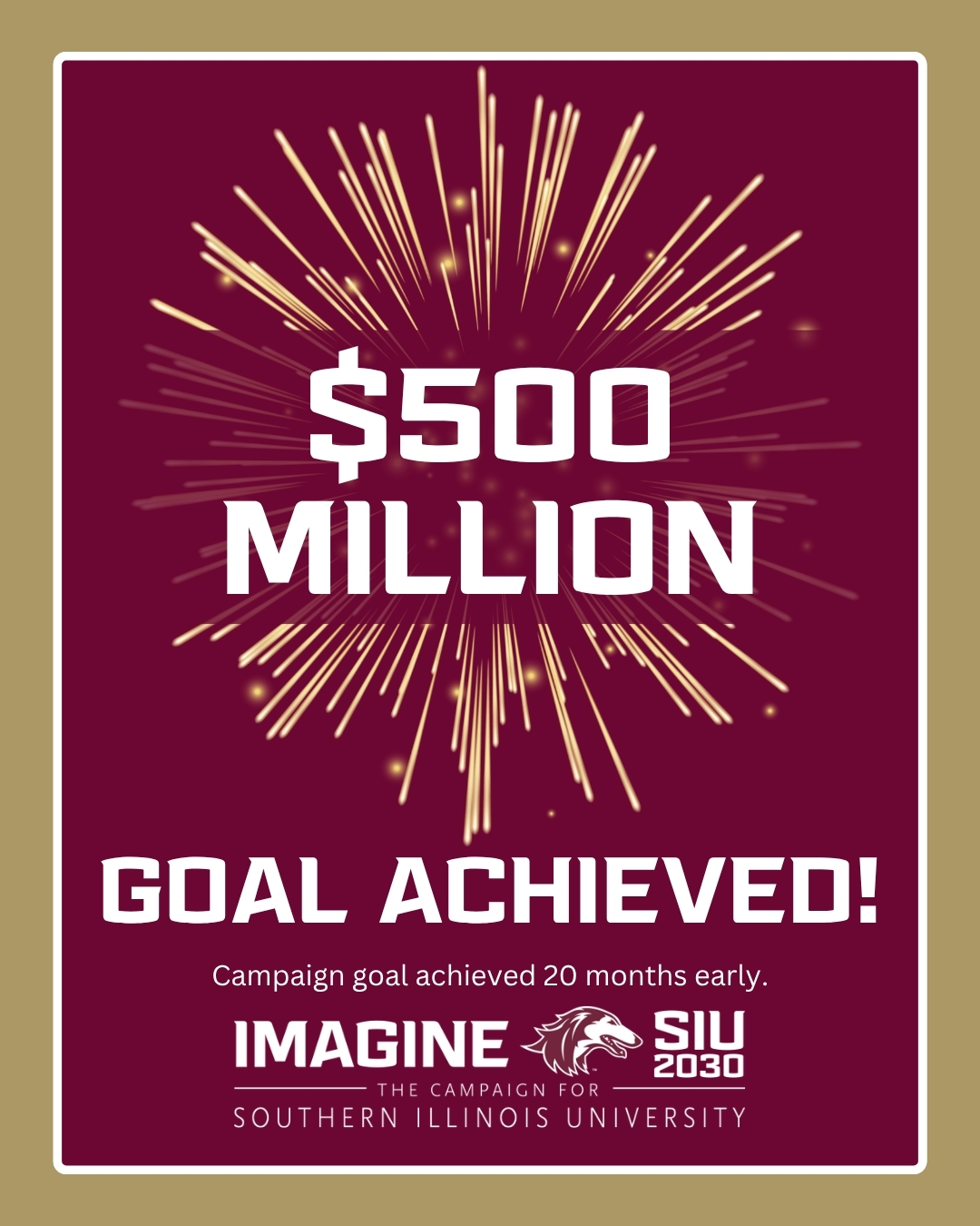 $500 Million Goal Achieved for Imagine 2030 Fundraising Campaign.